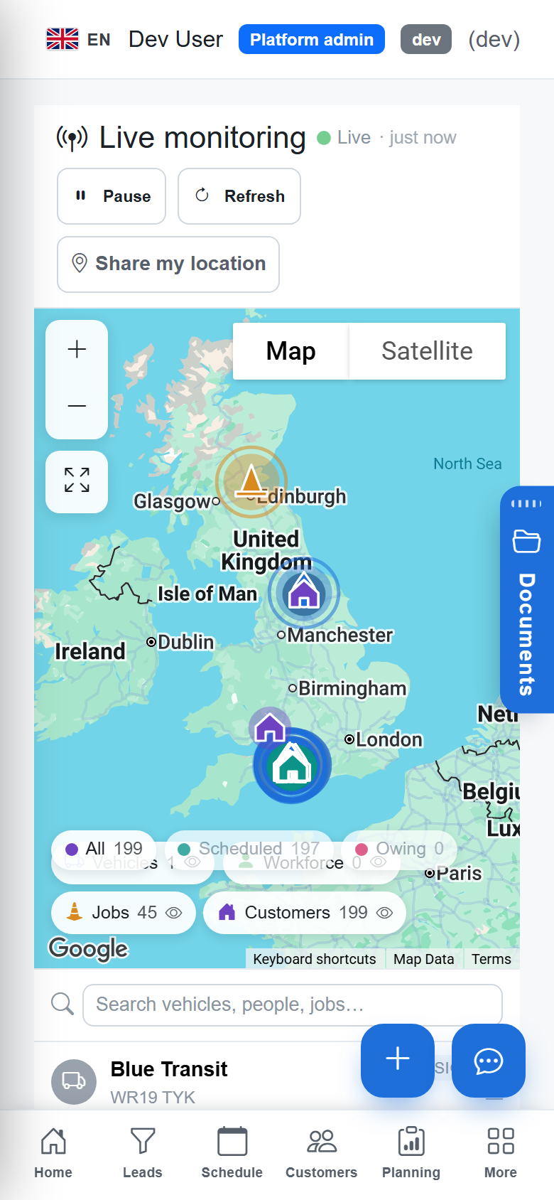 Live monitoring on a phone