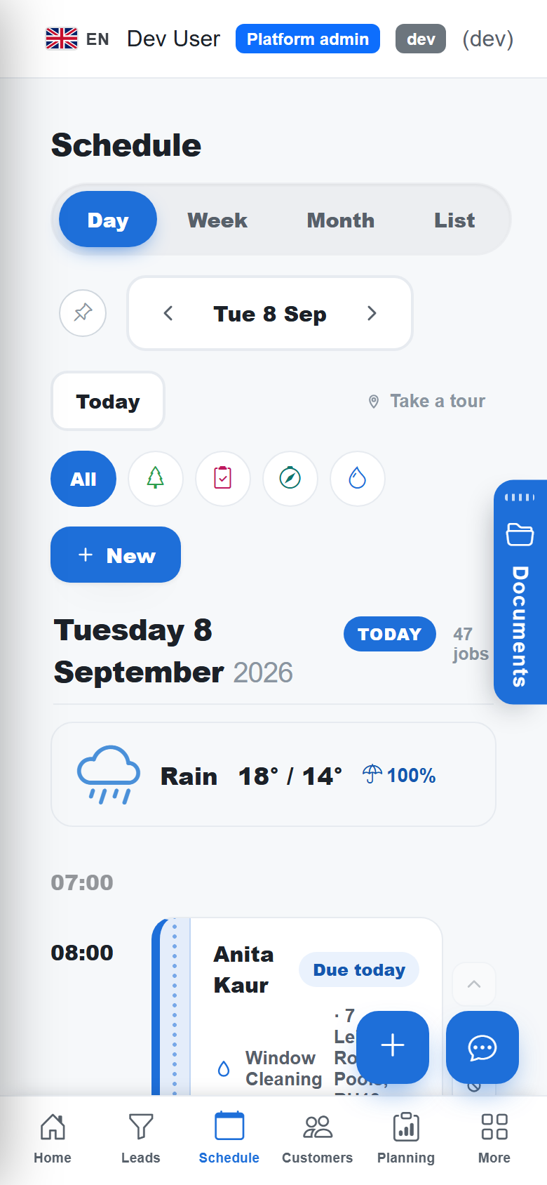 TradeYoke schedule on a phone