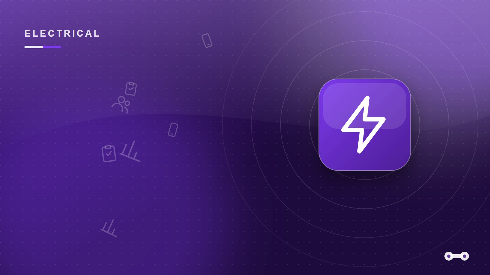 Glossy violet cover art with a lightning bolt icon for a guide to EICR every five years