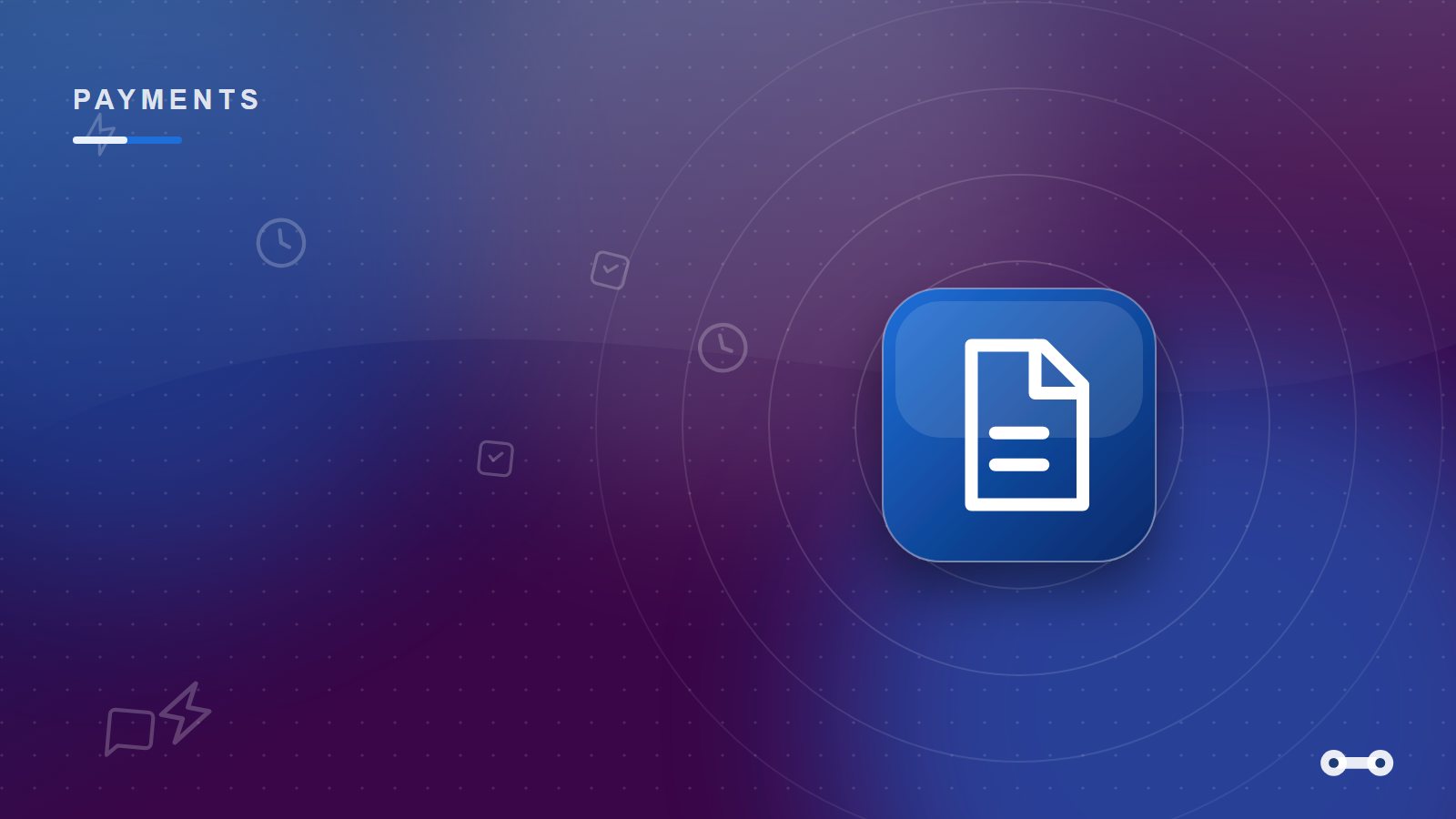 Glossy blue cover art with an invoice icon for a guide to same-day payment for UK tradespeople