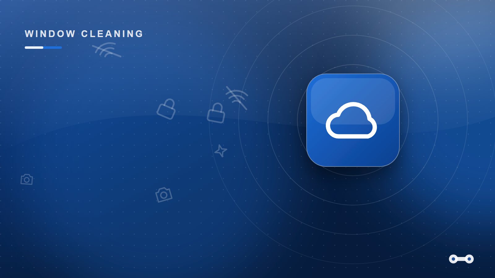 Glossy blue cover art with a rain cloud icon for a guide to how a window cleaning round survives a wet week