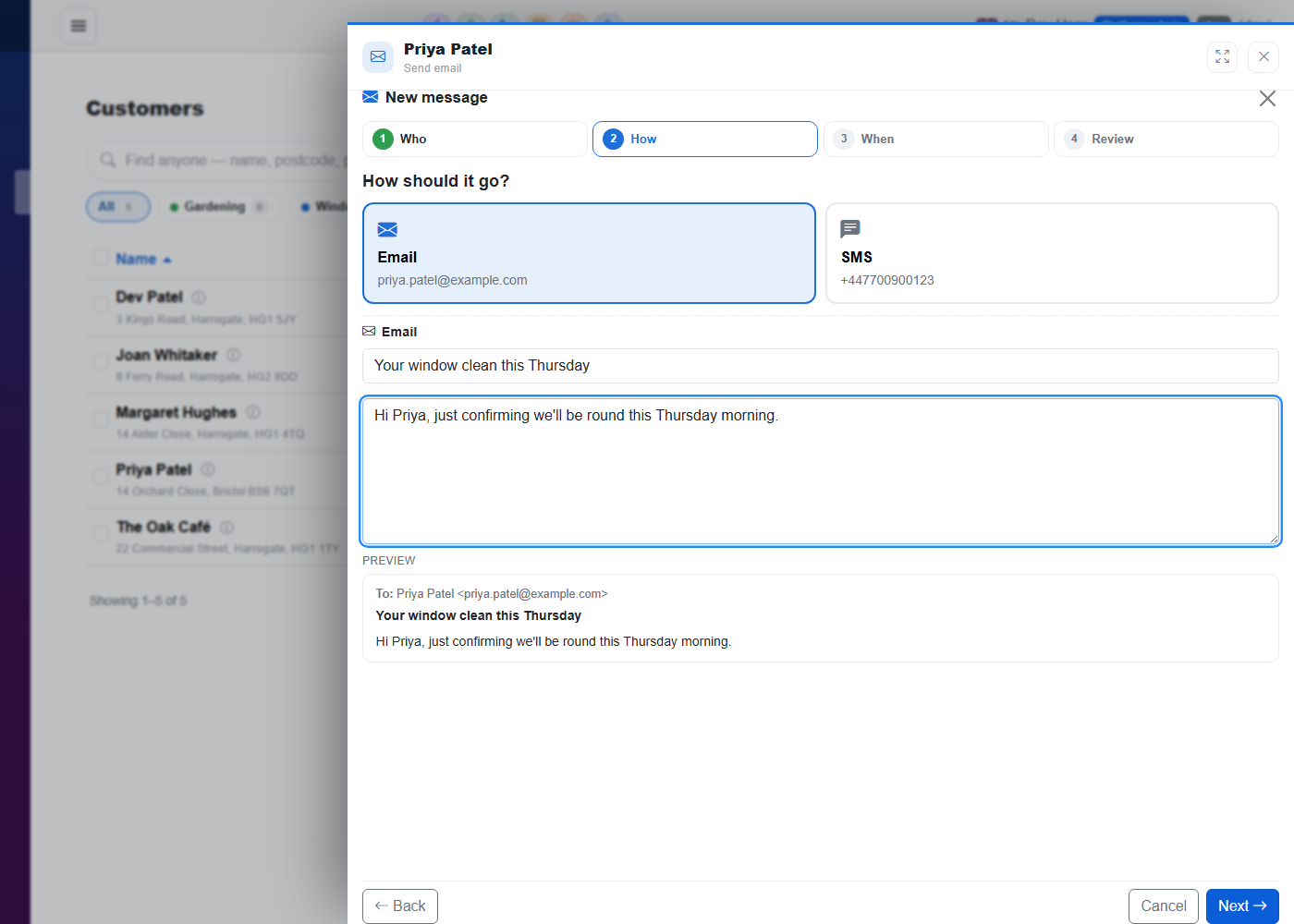 The message wizard: email, text or both