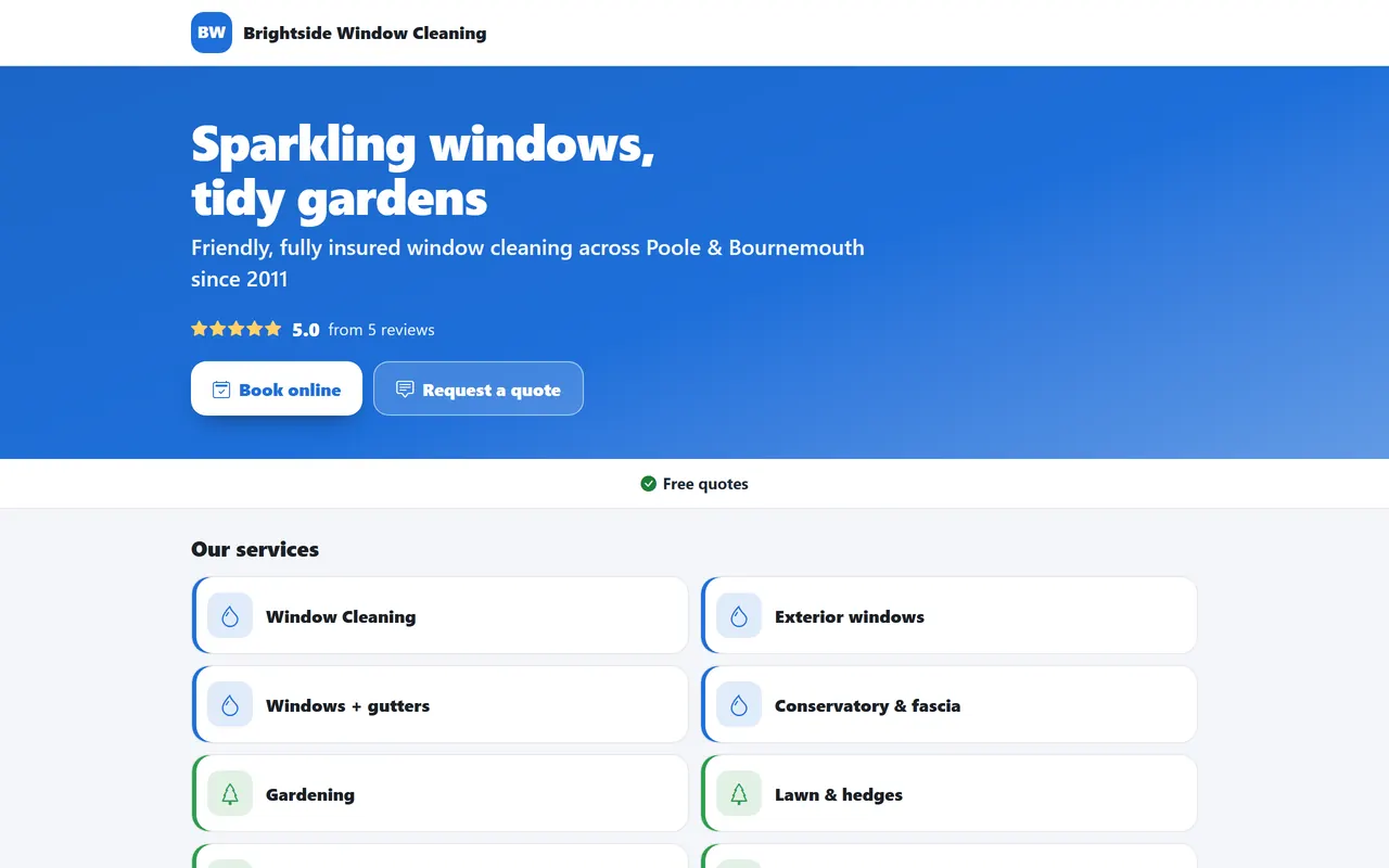 A tradesperson's website built with TradeYoke